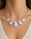 Sterling Silver Mother of Pearl Statement Necklace