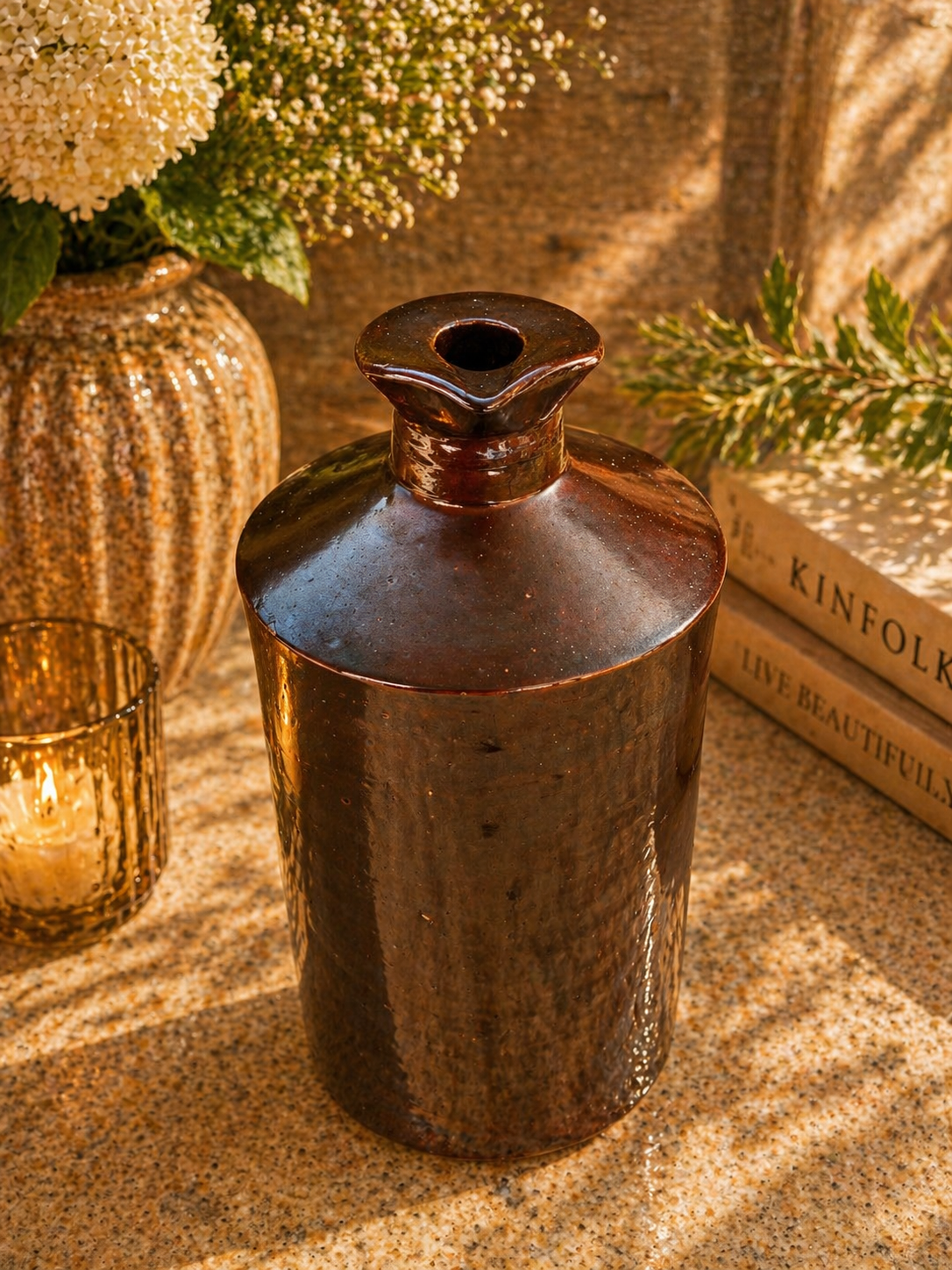 Royal Doulton Lambeth Brown Glazed Studio Pottery Vase