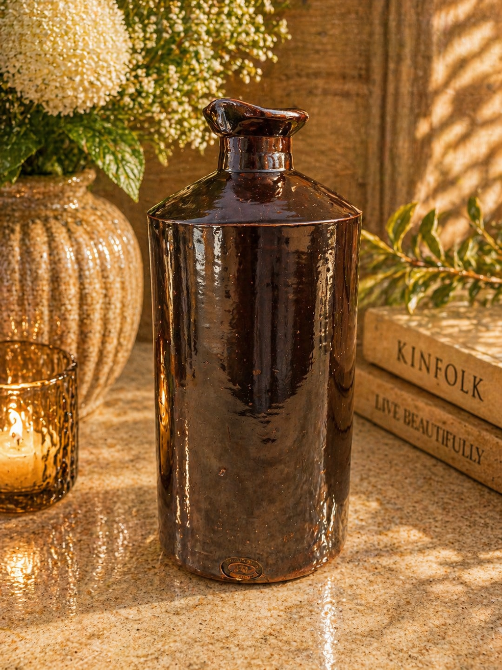 Royal Doulton Lambeth Brown Glazed Studio Pottery Vase
