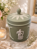 Vintage Wedgwood Sage Green Jasperware Lidded Pot