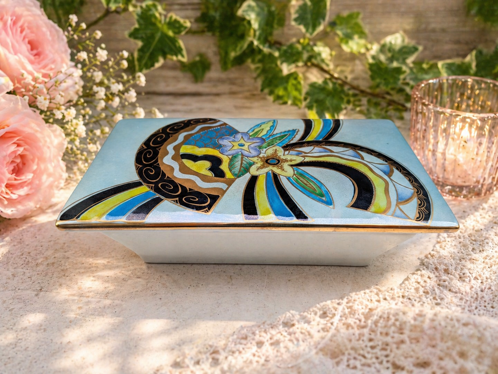 Rare Carlton Ware Trial Piece Art Deco Style Ceramic Lidded Trinket Box