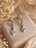 9ct Gold Aquamarine & Tanzanite Drop Earrings