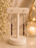 925 Silver Multicolour Glass Bar Drop Earrings