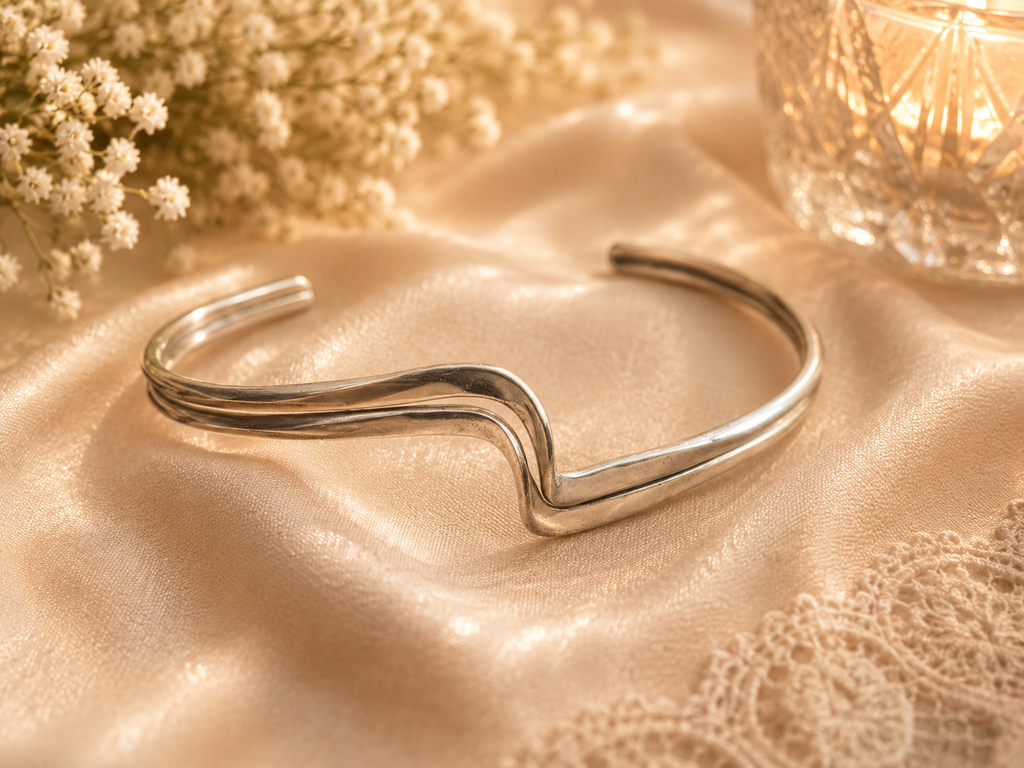 925 Sterling Silver Wave Cuff Bangle