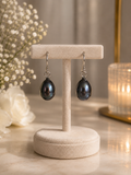 925 Silver Black Pearl Drop Earrings