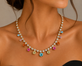 Pastel Rhinestone Drop Necklace