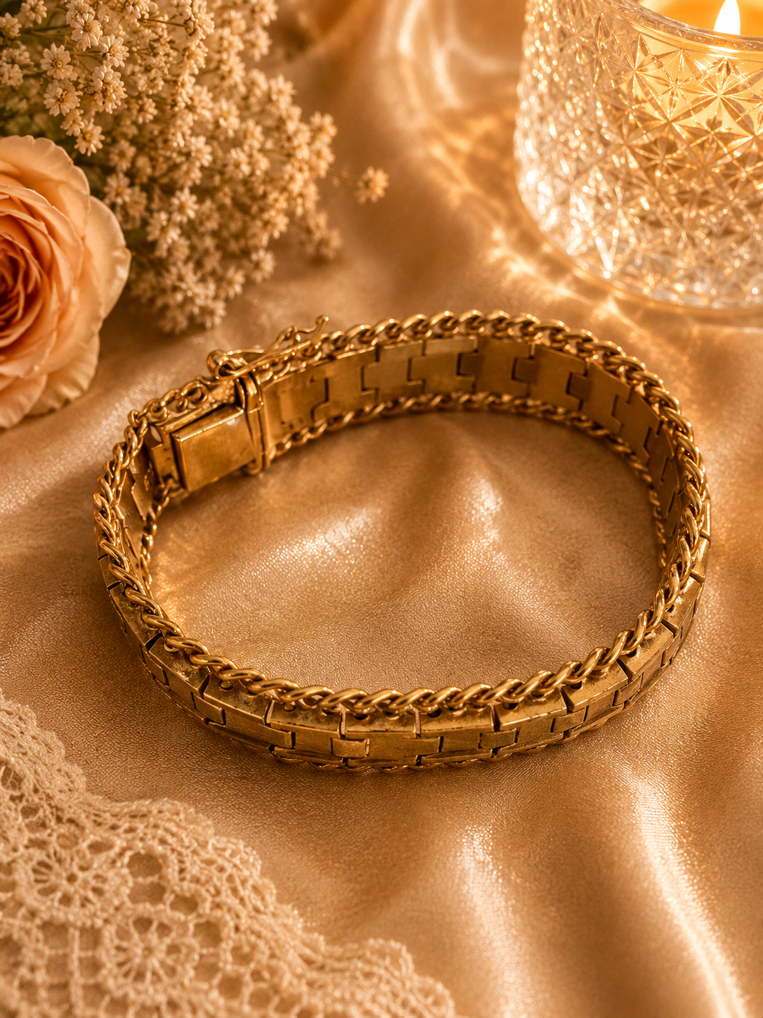 Vintage 18ct Gold Plated Geometric Link Bracelet