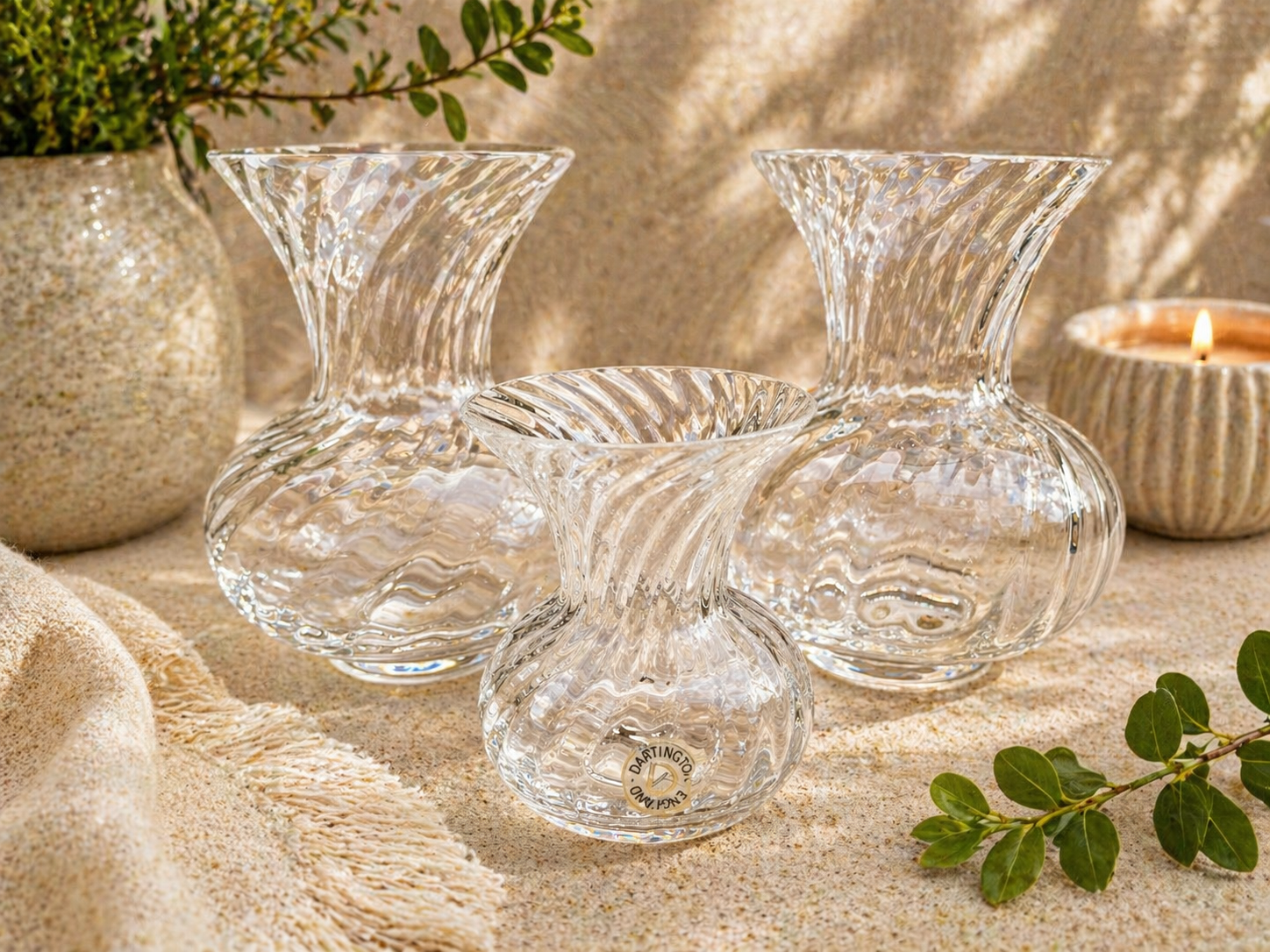 Dartington Crystal Vase Set of Three