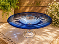Cobalt Blue Pedestal Glass Bowl
