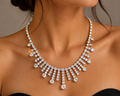 Silver Tone Rhinestone Fringe Necklace
