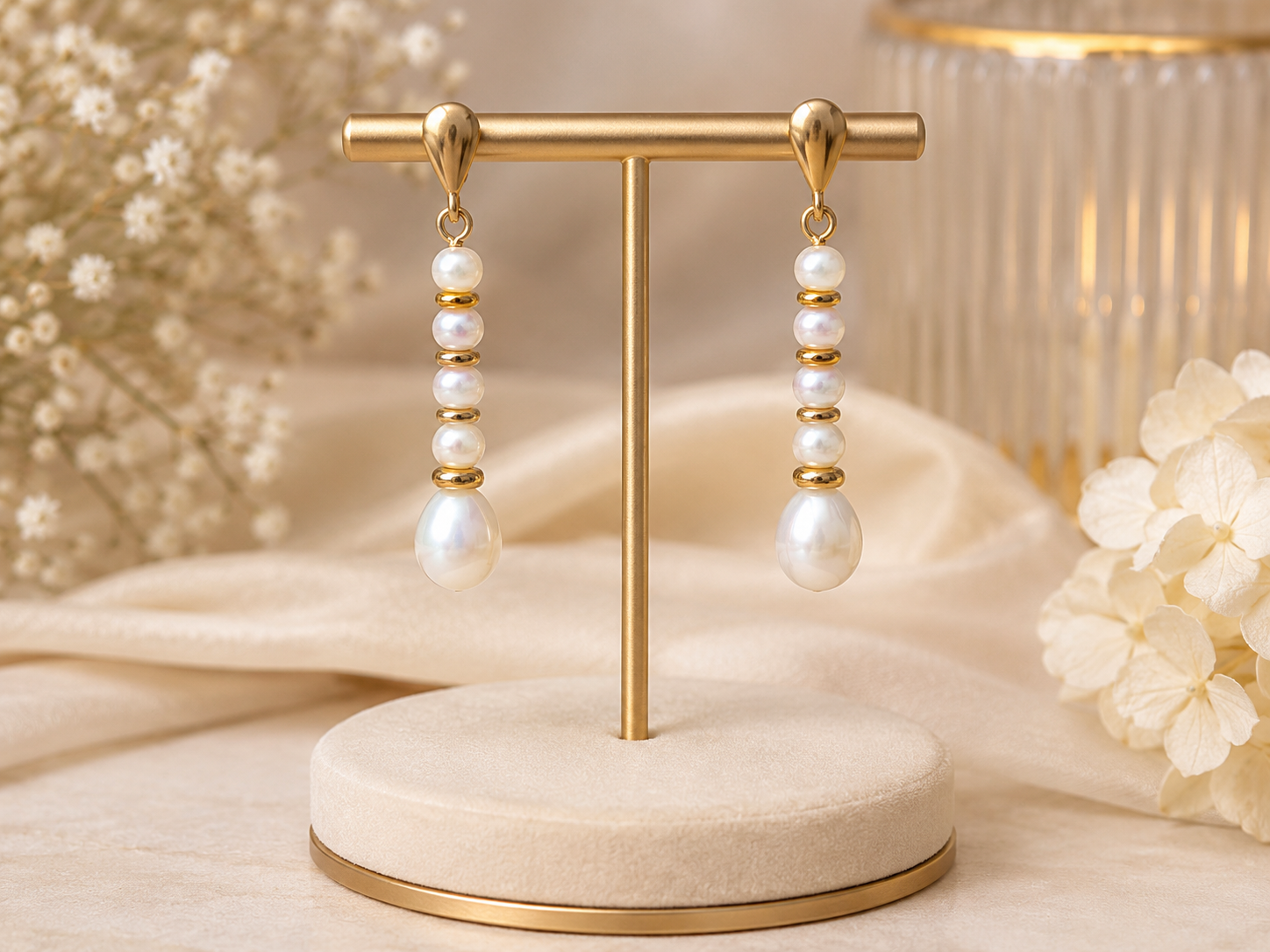 9ct Gold Freshwater Pearl Drop Earrings