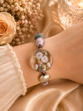 Artisan Glass Disc Bracelet Pastel Floral