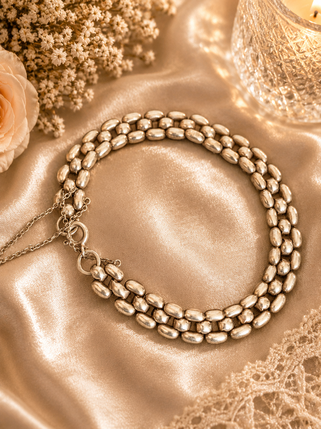 Sterling Silver Bead Link Bracelet