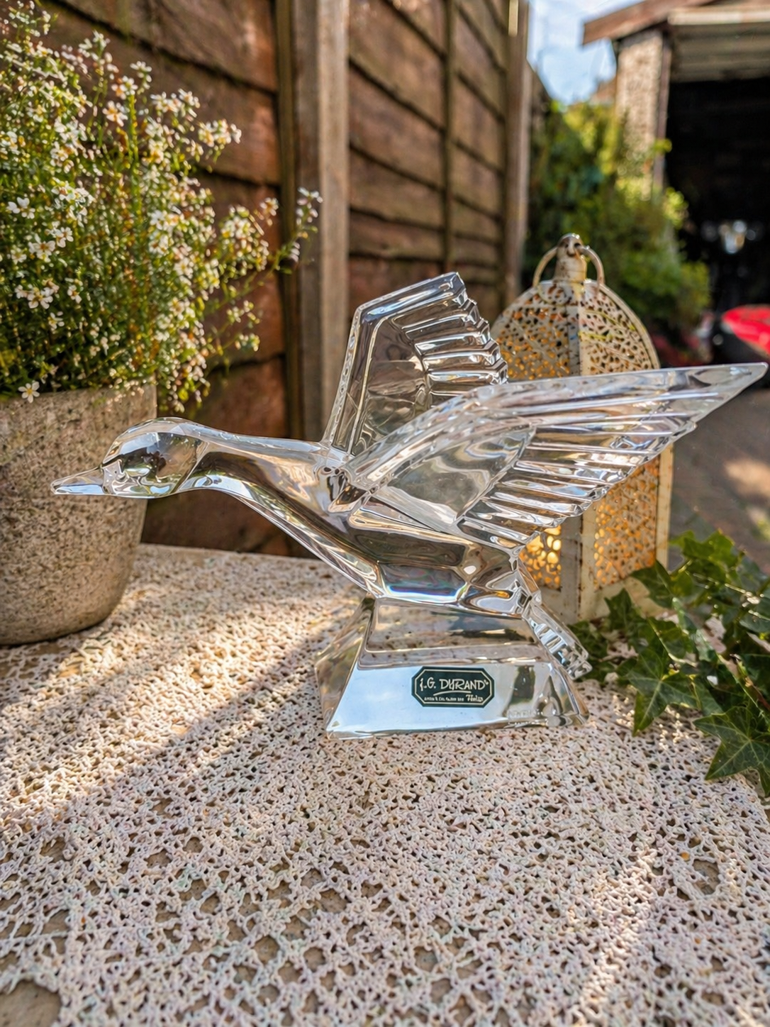 J.G. Durand Crystal Flying Bird Sculpture