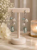 925 Silver Murano Blue Glass Bead Charm Drop Earrings