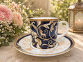 Wedgwood Cornucopia Navy and Gilt Decorative Coffee Cup and Saucer