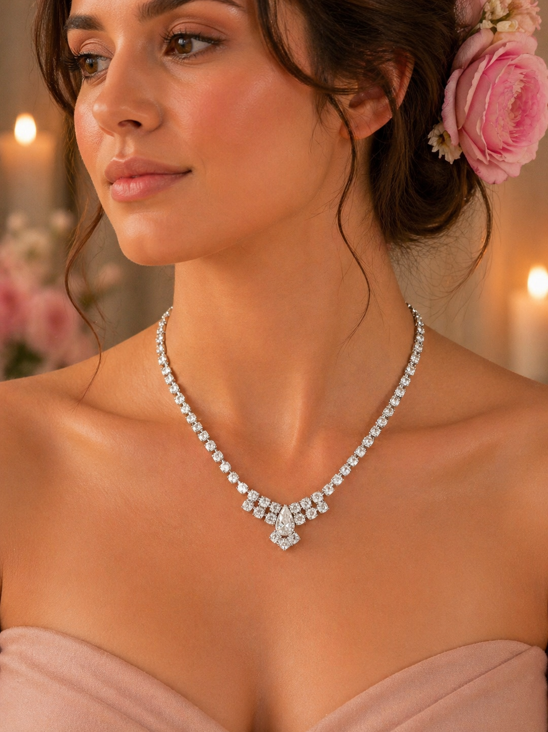 Vintage Crystal Rhinestone Necklace Elegant Bridal Evening Statement Jewellery