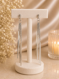 925 Silver Long Chain Tassel Drop Earrings