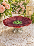 Vintage Pansy Flower Pedestal Dish