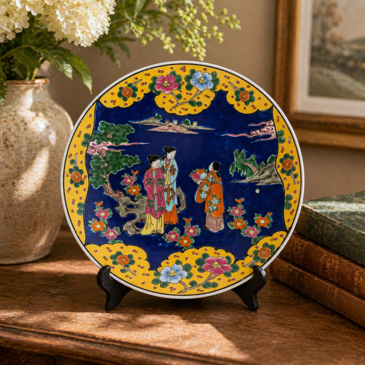 Large Oriental Style Decorative Display Plate
