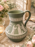 Vintage Wedgwood Sage Green Jasperware Pitcher Jug
