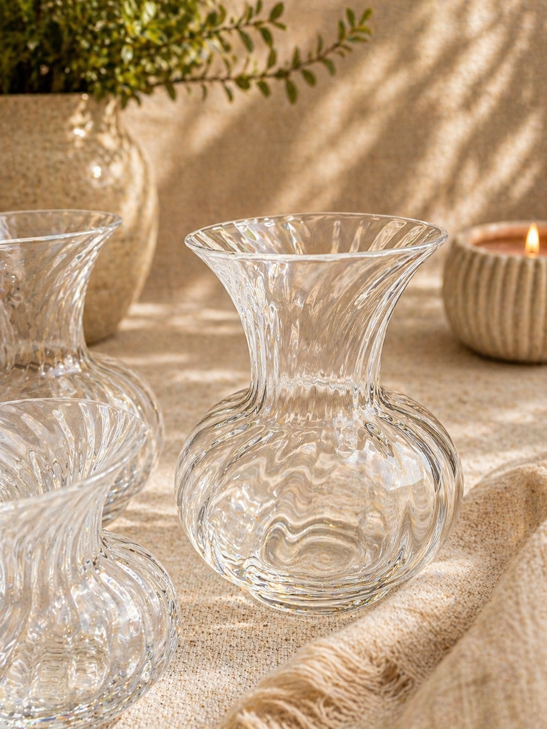 Dartington Crystal Vase Set of Three