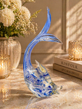 Murano Blue and Clear Art Glass Fish Figurine