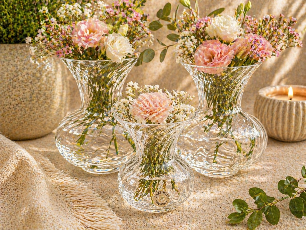 Dartington Crystal Vase Set of Three