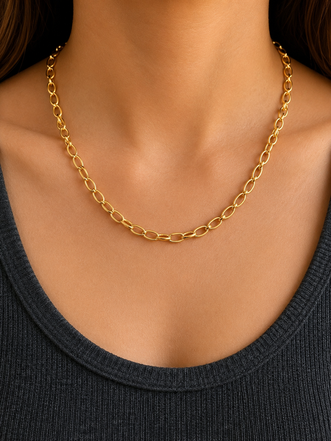 925 Gold Plated Silver Paperclip Chain Necklace
