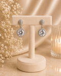 925 Silver Crystal Cubic Zirconia Halo Drop Earrings