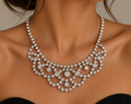 Silver Tone Rhinestone Bib Necklace