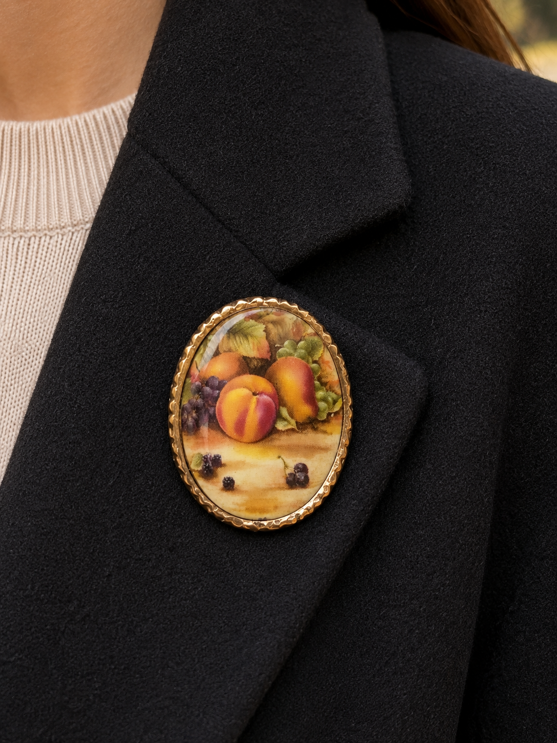 Aynsley Orchard Gold Ceramic Brooch