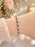 925 Sterling Silver Sapphire and Cubic Zirconia Tennis Bracelet