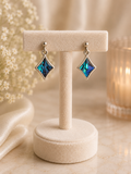 925 Silver Abalone Shell Diamond Drop Earrings